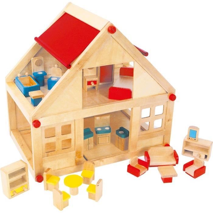 Maison de poupée en bois compléte deux étages H ...