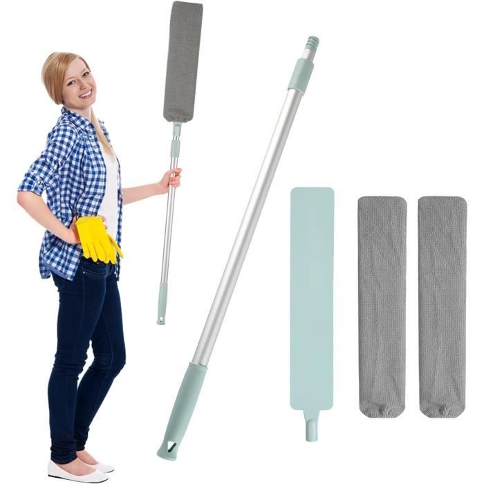 Lectorias Balai à poussière extensible jusqu'à 2,5 m, balai plat et lavable, plumeau extensible pour canapé-lit, meubles, sol, espace ménager, poussière, plumeau plat Lectorias Balai à poussière extensible jusqu'à 2,5 m, balai plat et lavable, plumeau extensible pour canapé-lit, meubles, sol, espace ménager, poussière, plumeau plat