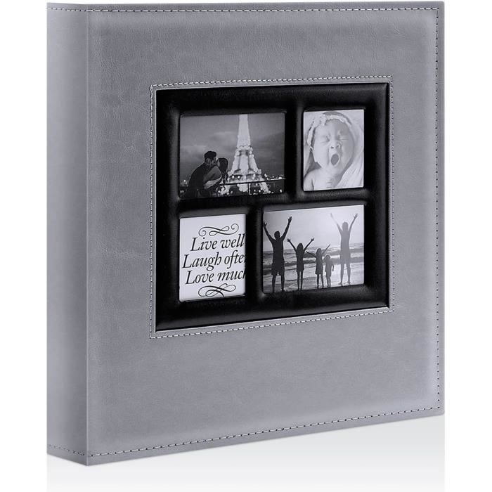 Album Photo 1000 Photos 10x15cm - Couverture Cuir - Format Familial Et Mariage - Noir Classique
