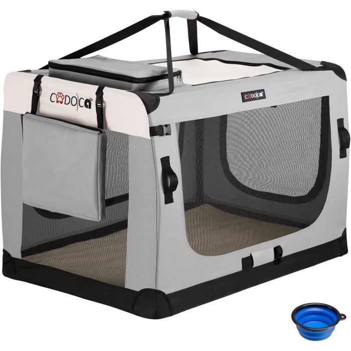Comparer les prix de Cadoca Cage de Transport XXXL pour Animaux Chien Chat Rongeur Respirant Pliable Gris Sac de Transport Matelas Douillet68