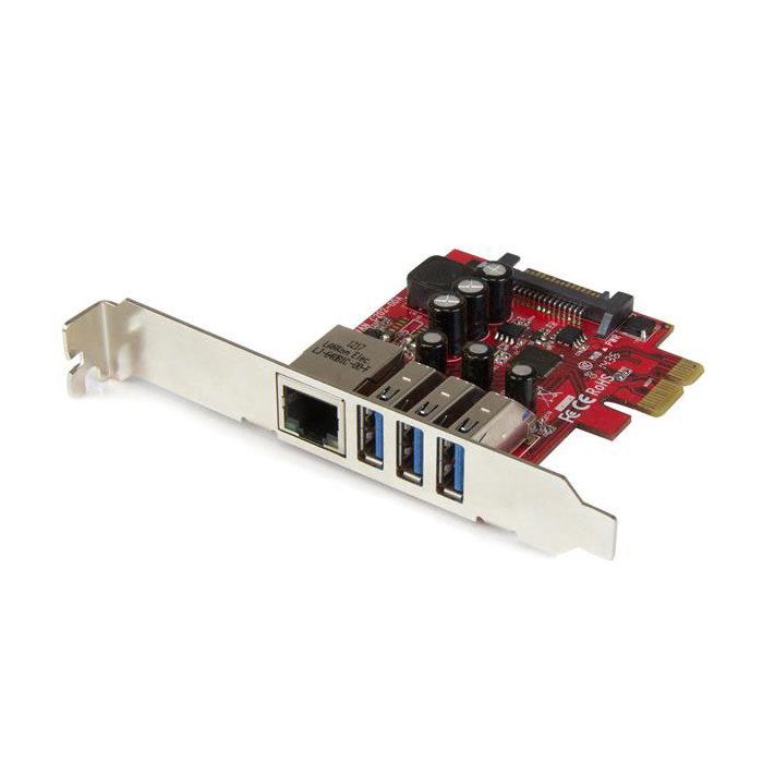 StarTech.com STARTECH Carte PCI Express à 3 ports USB 3.0 et 1 port Gigabit Ethernet avec UASP - Adaptateur PCIe 3x USB 1x GbE