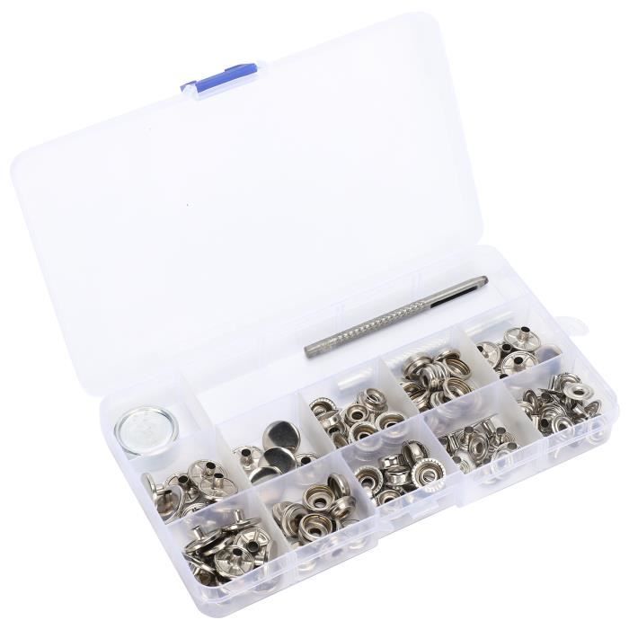 Swpeet Kit De 40 Boutons-pression à Visser En Inox – Avec Vis De 10 Mm Et 15 Mm, Outil De Pose Inclus, Pour Bâches, Tentes, Cuir Et Projets DIY