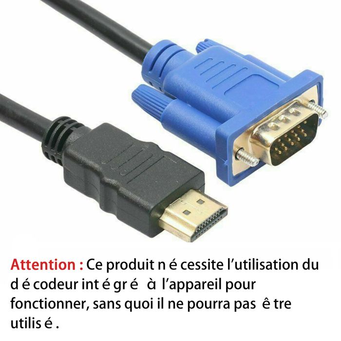 TD® Câble de conversion Câble HDMI vers VGA cable audio video
