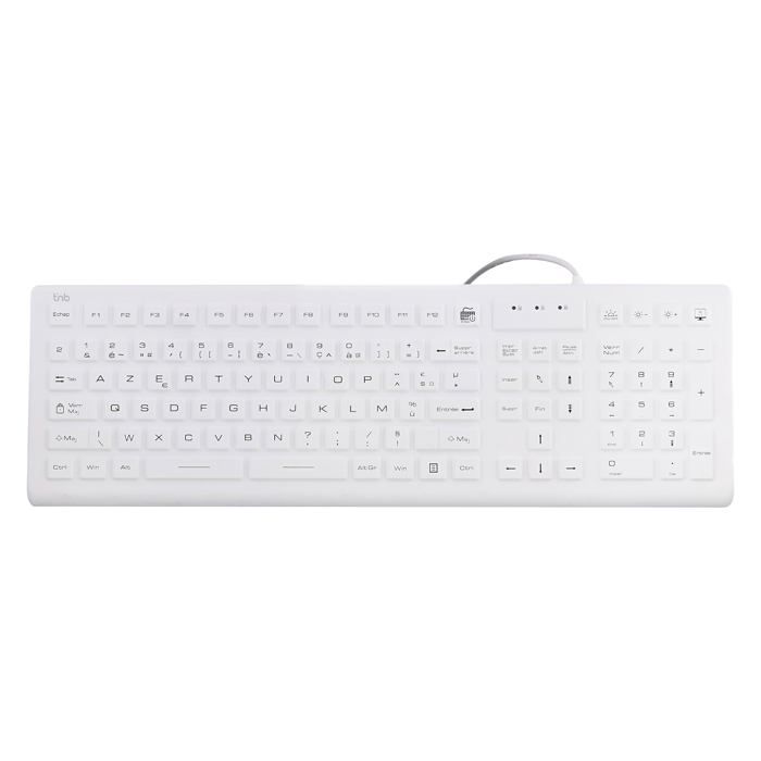 Clavier Filaire Médical – TnB – Étanche IP68 – Rétroéclairé – Français AZERTY – Résistant à la Poussière