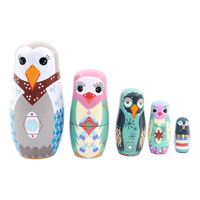 Lot De 6 Poupées Gigognes En Bois Faites à La Main – Forme De Panda, Taille Décroissante De 11 Cm à 2,2 Cm