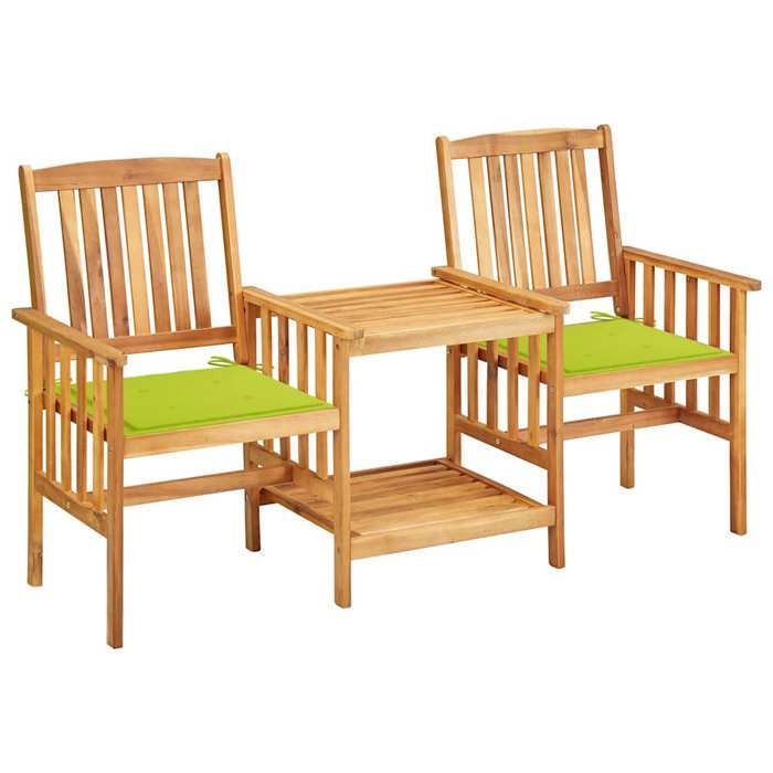 vidaXL Chaises de jardin avec table à thé et coussins - vue 3