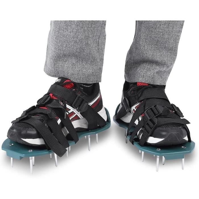 ZDDGNN Chaussures aérateur de Gazon,Chaussures à Double Pointes en Aluminium,Scarificateur pour Gazon,Aérateur pour Gazon,avec Fond à Ressort Jardinage Spike Chaussures(Noir