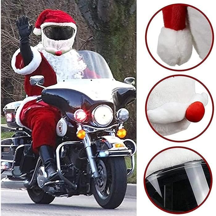 Bonnet de Noel pour casques de moto avec cordon de fixation