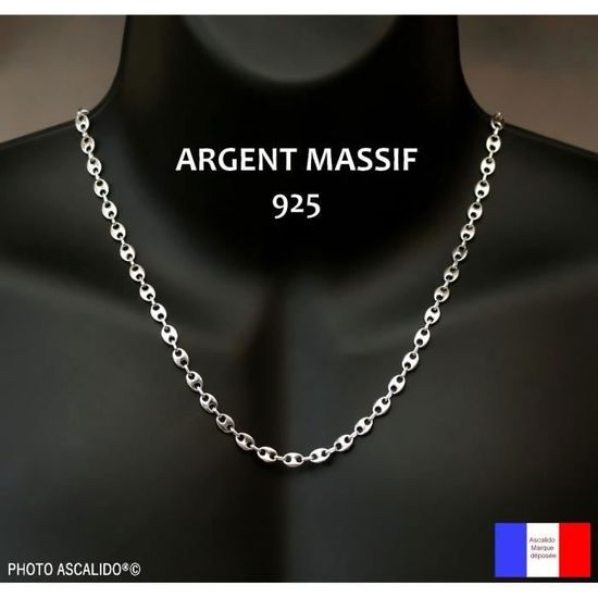 Chaîne Collier Argent 925 Grain De Café Vintage - 46 Cm, 19 Grammes, Occasion