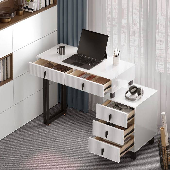 Coiffeuse WOLTU Avec Miroir Nuage LED - Table Maquillage Moderne Avec Commode - Noir Et Blanc