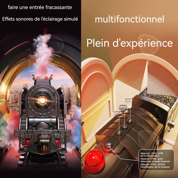 Circuit voiture enfant 58pcs train à vapeur vintage patchwork deluxe set avec musique effets de