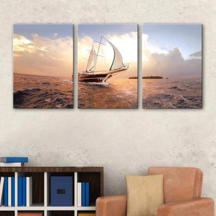 Poster Bateau Pirate Sur Toile 30x45cm - Décoration Murale Moderne - Sans Cadre