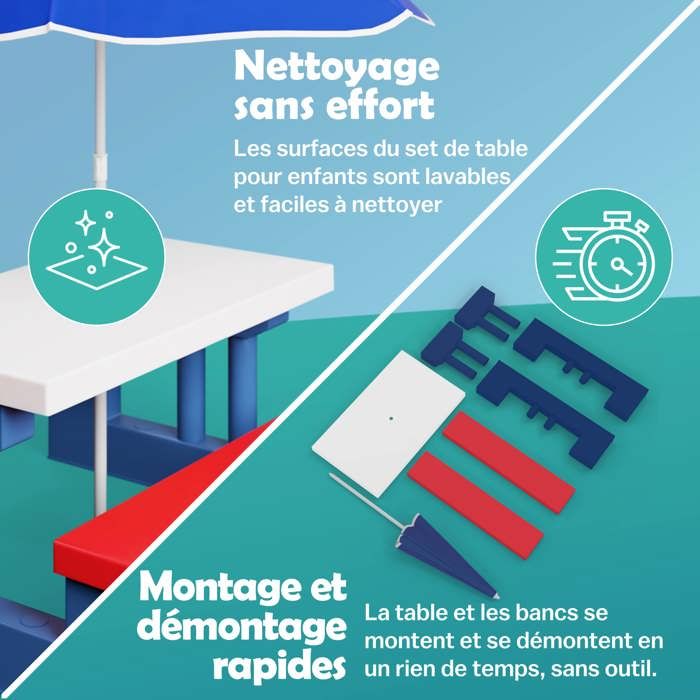 Deuba Table Pique-Nique Portable Avec Bancs - Aluminium, Pliable En Valise - Pour Jardin, Plage, Camping
