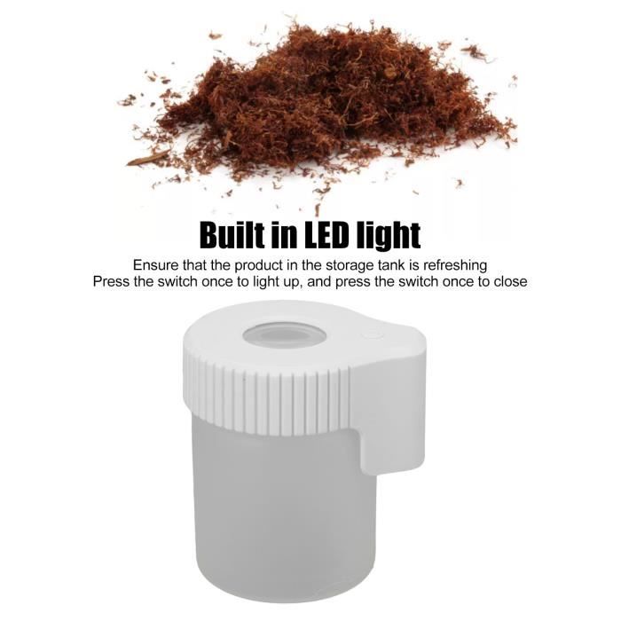 LAN Bocal grossissant à LED 8X en verre résistant aux odeurs, étanche à  l'eau Contenant de stockage à LED pour tabac / herbes (Blanc