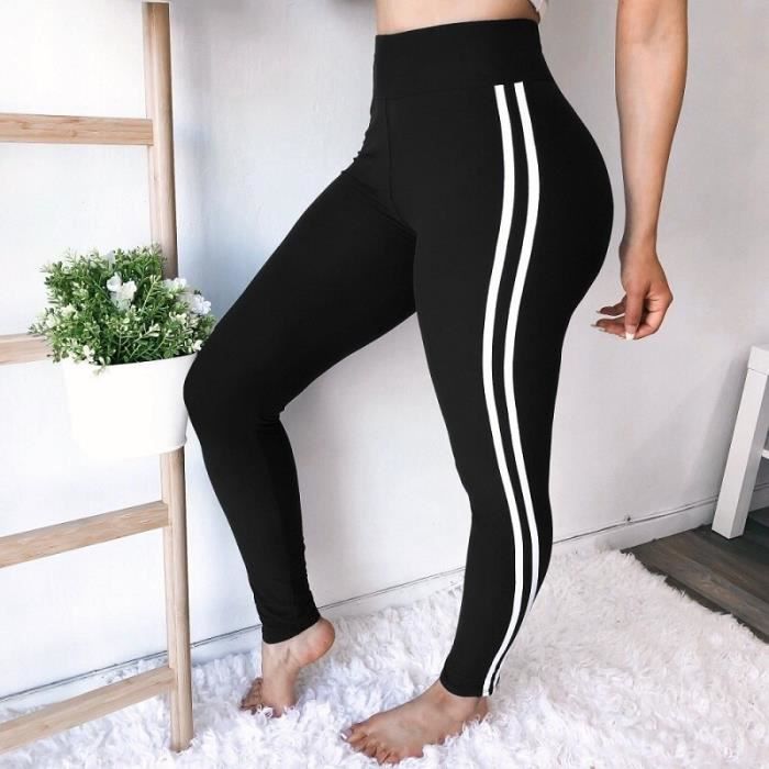Legging noir bande blanche shop