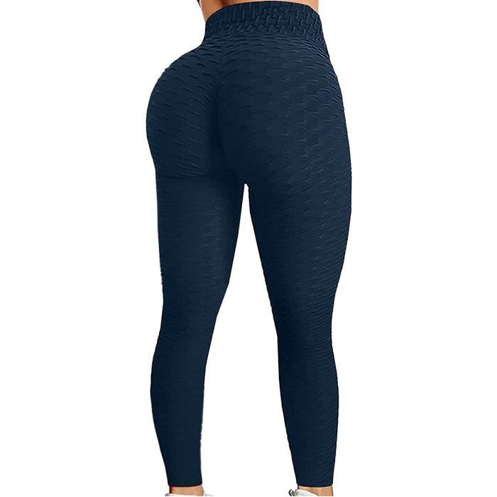 Leggings Femme Anti-Cellulite Push Up Taille Haute Yoga Marine