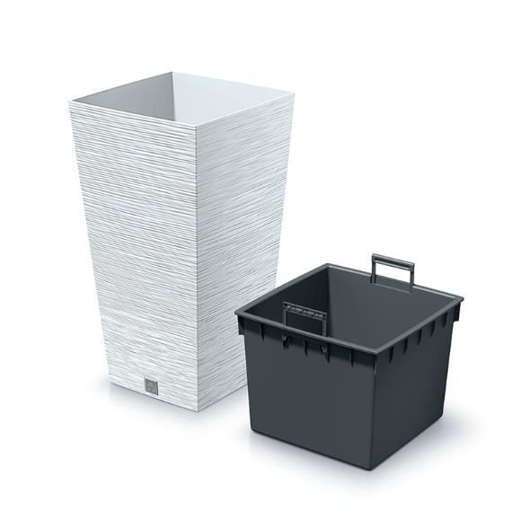 Prosper Plast DTUS150S-S449, 15 x 28.6 cm Tubus Slim Shine Flowerpot , Vaso di fiori, Bianco