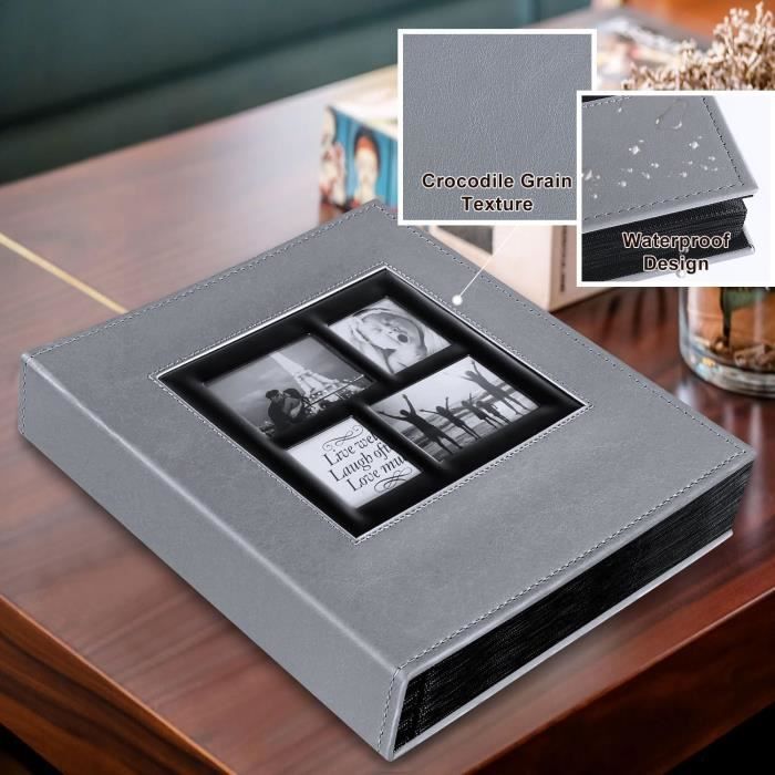 Ywlake Insteekfotoalbum 10x15 Cm Voor 500 Foto's - Vintage Leren Stijl Zwart