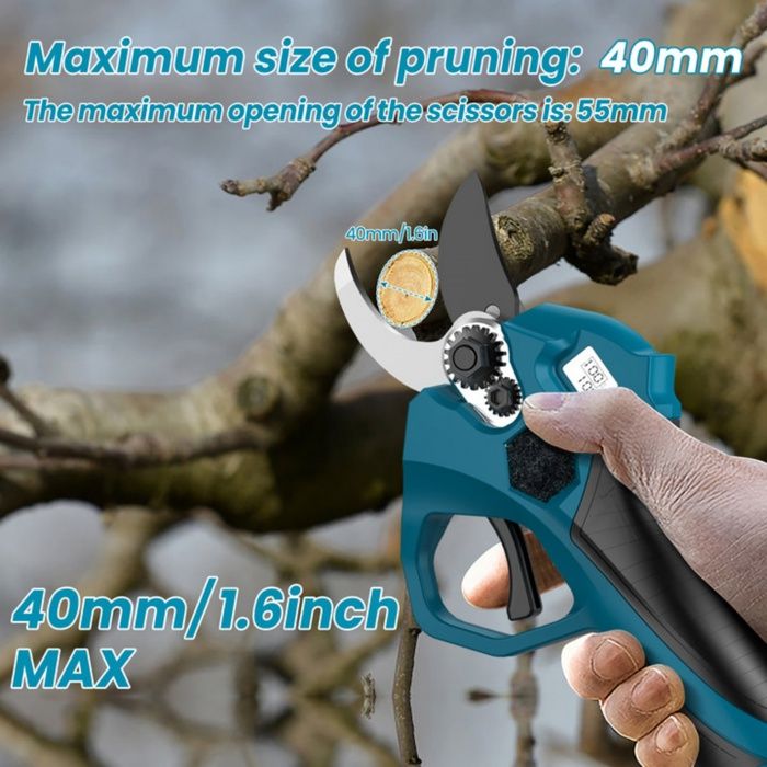 Sécateur électrique Sans Fil Avec Perche Télescopique 2 M - Lame SK7, Coupe 40 Mm - 2 Batteries 1500 MAh, Moteur 1000W - Pour Jardin