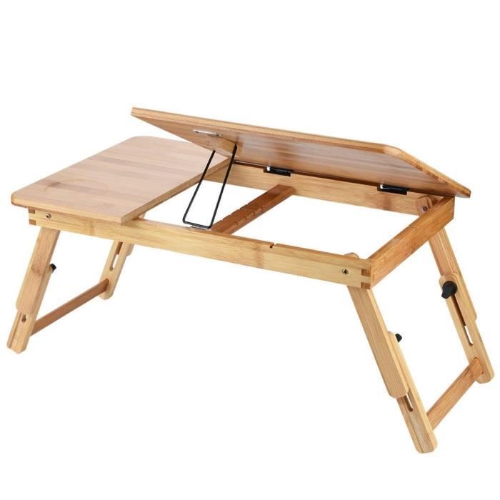 Table d'ordinateur portable en bambou en bois pliable portable canapé-lit  support d'ordinateur portable 62 * 34-WQ069