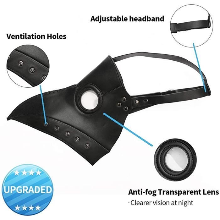 Masque à Gaz D'Halloween Boland - Masque D'horreur En Plastique Noir, élastique Ajustable, Pour Costume Carnaval