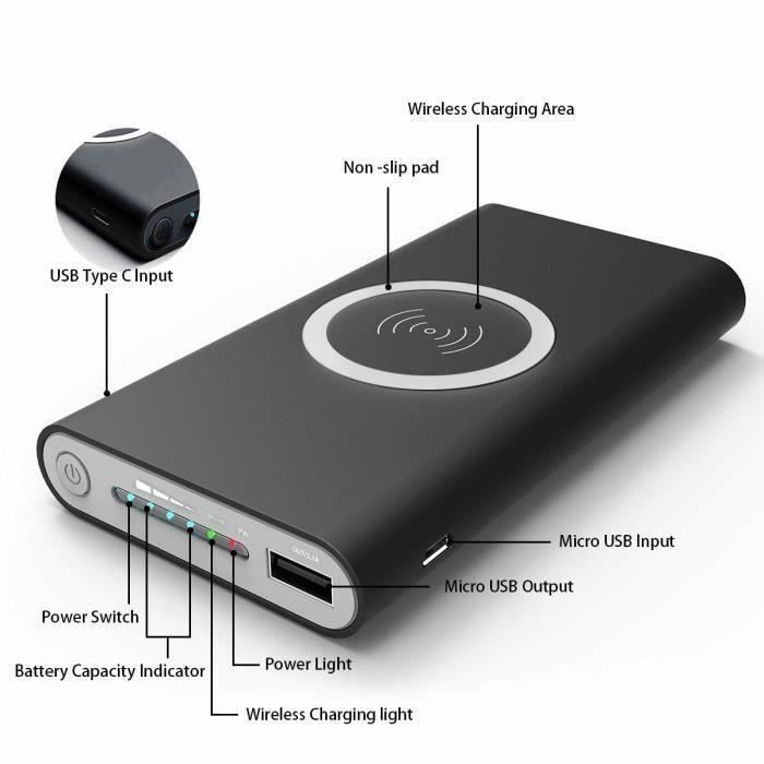 Chargeur portable 10000mAh pour Xiaomi Poco X5 OnePlus Nord 2 Batterie  Externe