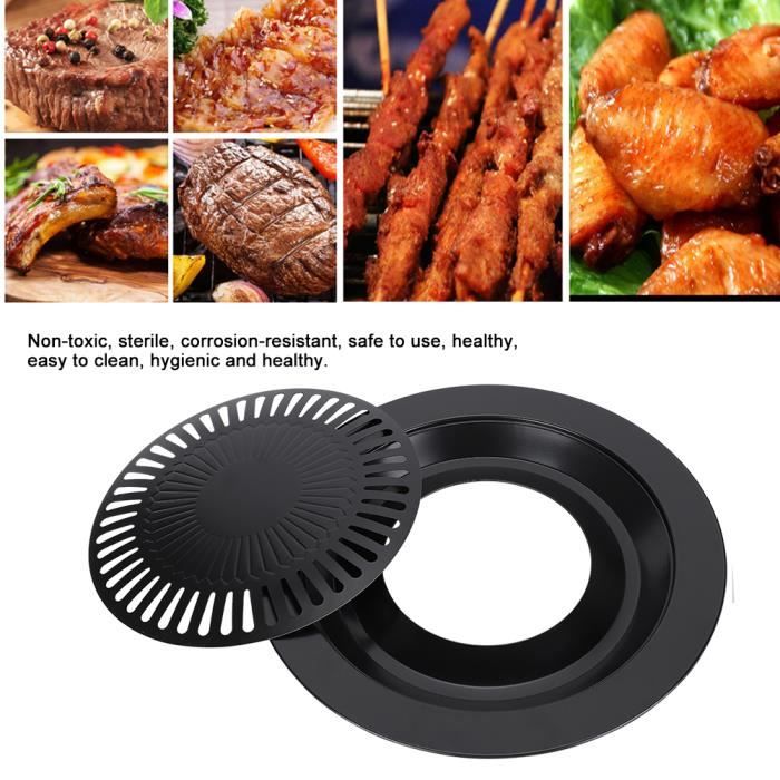 Poêle à Grill Coréen En Acier Inoxydable - 12 Alvéoles Rondes, Antiadhésif - Diamètre 30 Cm - Pour Barbecue Intérieur/Extérieur - 5