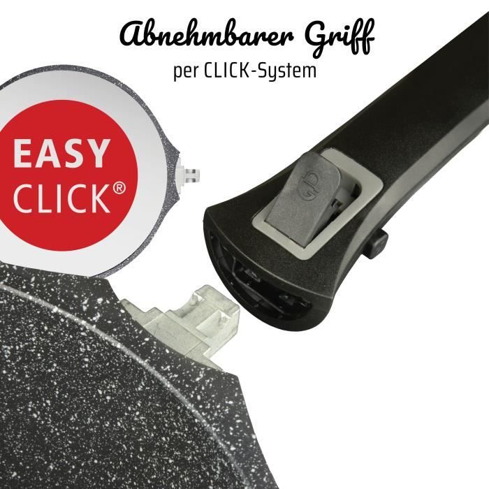 Padella Antiaderente GSW EASY CLICK 24 Cm In Alluminio Pressofuso | Manico Rimovibile A Scatto | Adatta A Induzione | Fondo FerroThermos | 1.8 Litri