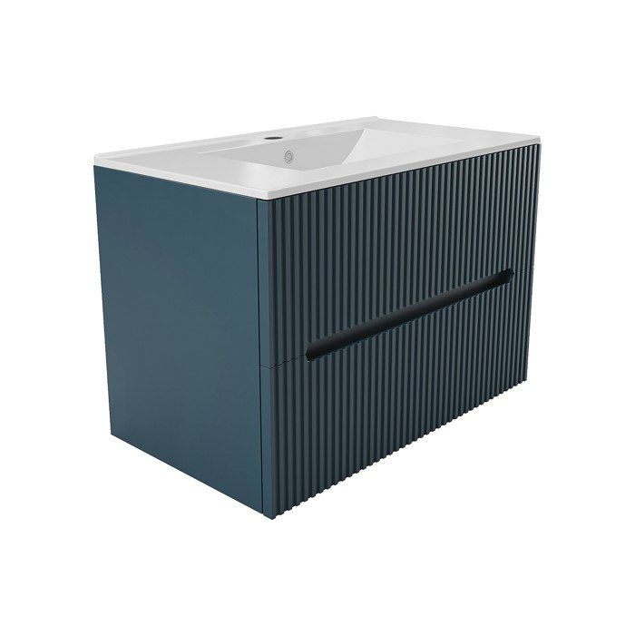 Meuble Salle De Bain Suspendu ZEVARA - 60 Cm Avec Vasque - Style Contemporain En Naturel Clair