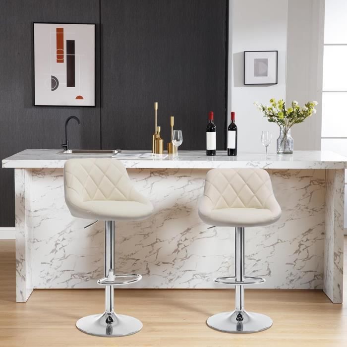 WOLTU 1X Tabouret de Bar Fauteuil Similicuir ou Velours réglable la