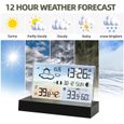 Radio-réveil, affichage numérique couleur, thermomètre intérieur et extérieur, hygromètre, avec prévisions météo et baromètre-3