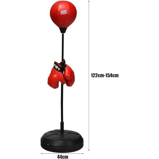 Homcom Punching Ball sur Pied pour Enfant Hauteur r/églable 78-120 cm Base de lestage Paire Gants Inclus Rouge Noir