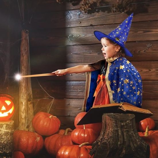 Costumes d'Halloween de Sorcière pour Enfants, Cape de Magicien