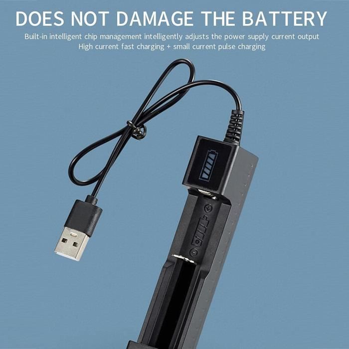 Chargeur Accu 18650, Outil de Chargement de Batterie USB à Fente Unique,  Chargeur Piles Rechargeable Universel pour Batterie au A334 - Cdiscount  Bricolage