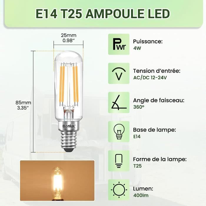 Bonlux Ampoules 12 V LED E14 Ampoule pour Lampe de Sel, Ampoules