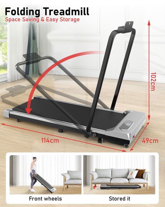 Tapis De Marche Pliable Motorisé Romon - Walking Pad électrique Silencieux 2-8 Km/h - Inclinable 5% - Pour Maison Et Bureau