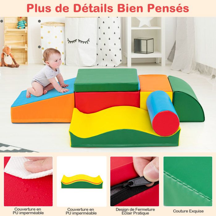 Blocs D'Escalade Intérieur Mousse 6 Pièces MINENICE - Échafaudage Enfant Ocean Shark