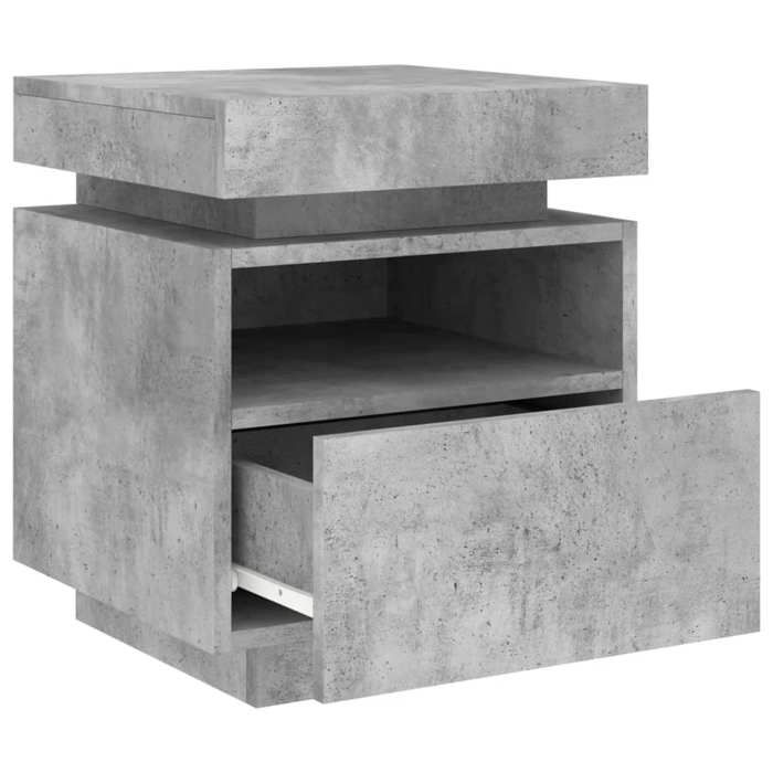 VidaXL Armoire De Chevet Avec Lumières LED RGB - Table De Nuit Moderne Blanc Bois D'Ingénierie, Rangement Pratique
