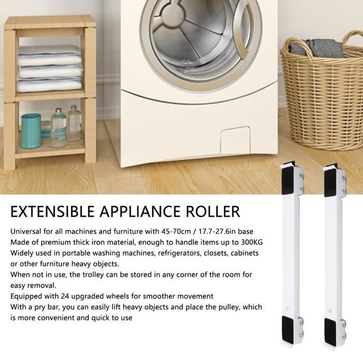 2 Roulettes Pour Radiateur à Huile – Crochet En U, Pivot 360°, Frein, Acier Carbone, Remplacement Facile - 6