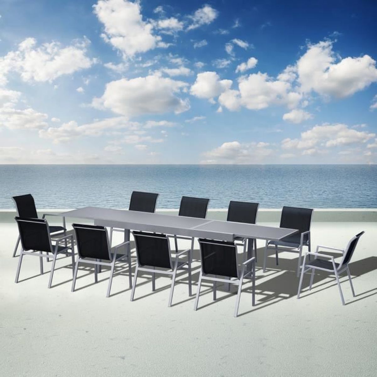 Salon De Jardin En Aluminium 1 Table Et 10 Chaises Atlantique