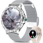 1...LIKE NO OTHER Montre Connectée Femme avec Appel Bluetooth, 1,3" HD Smartwatch Santé Au Féminin, 120+ Modes Sportifs, Fréquence Cardiaque, Argent