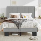 YIDATONG Cadre de Lit 90x200 cm en Métal Simple - Sommier à Lattes et Tête de Lit Capitonnée - Solide Structure de Lit - Assemblage Facile