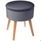 ATMOSPHERA CRÉATEUR D'INTÉRIEUR Tabouret coffre "Tess" velours gris ardoise - Atmosphera createur d'interieur