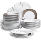Veweet NIKITA 36pcs Assiettes Service de Table Pocelaine Assiettes Plates Assiette Creuse Assiette à Dessert Vaisselles