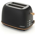 Grille Pain Caprizze Kaito avec Double Fente Extra Large 6 Niveaux de Grill Design Vintage avec Effet Bois Noir Mat