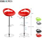 ERROLVES® Lot de 2 tabourets de bar télescopique - ABS Rouge - Chaise Pieds métal chromé - L 43 x P 43 x H 101 cm