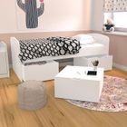 LEQUAIDESAFFAIRES Lit MIA 90x190 + 1 sommier + 2 tiroirs + 1 coffre table basse / Blanc