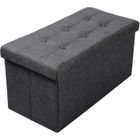 WOLTU Tabouret Pouf Coffre Boîte de rangement,Siège rembourré en lin, chaise longue, 76x37.5x38cm, Gris foncé