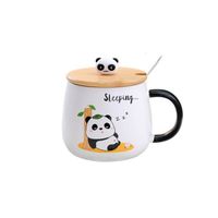 Tasse,Tasse Panda avec Couvercle Drôle de Tasse à café Panda Cadeau 400 ML Tasse à thé en céramique avec cuillère & Soucoupe 