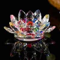 Deessesale®Cristal verre Lotus fleur bougie thé porte-lumière bouddhiste chandelier^ZJW11249090